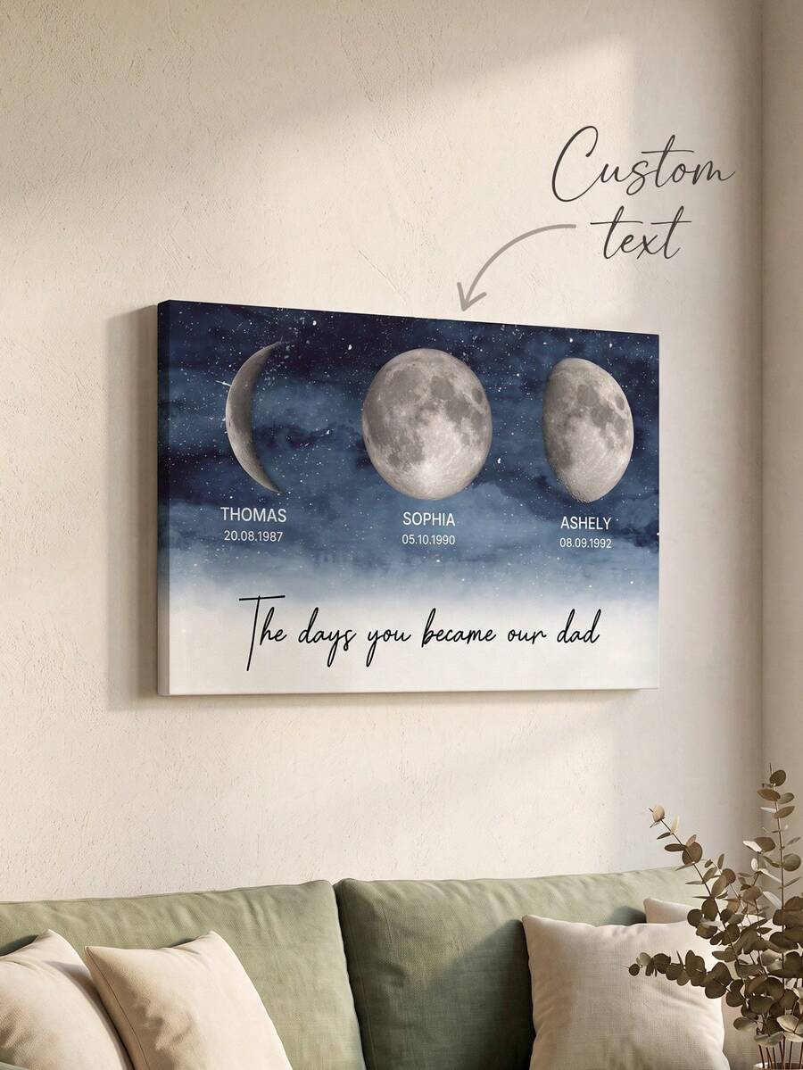 1pc Custom Text Dad We Love You To The Moon And Back,Custom Birth Moon 2026, Father's Day Gift For Dad, Best Dad Gift - Multicolor - View 1