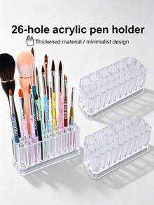 26-Slot Acrylic Transparent Nail Art Storage Box, Pen Holder, Polishing Head & Painting Brush Organizer Display Box, Simple Clear Acrylic Pen Tube - Multicolor - View 2
