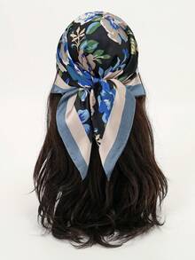 1pc Floral Print Casual Polyester Scarf, Suitable For All Seasons - Multicolor - View 1