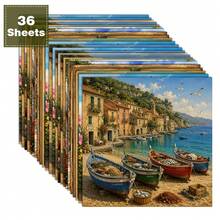 36 Sheets Vintage Italy Travel Scrapbook Paper, 6x6 Inch Retro Poster Style Craft Paper, Rome, Florence & Amalfi Coast Ephemera For Travel Journals, Art Collage, And DIY Postcards. - Square - View 2