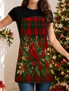 1PC Santa Claus Pattern Printed Apron, Fashionable Home Workwear Cooking Kitchen Apron, Durable Household Cleaning Apron, Washable And Reusable, 55x68cm, Kitchen & Restaurant Supplies, Christmas Apron, Suitable For Kitchen And Party - Multicolor - View 8