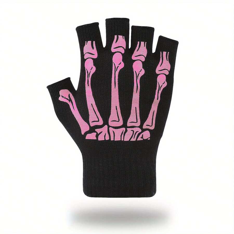 Men Fingerless Gloves - Hot Pink - View 1