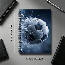1pc A5 Spiral Notebook, Dynamic Soccer Splash Art Cover, Black Spiral 23-Hole Binding, 50 Sheets 100 Pages, Classroom Notes, Office Meeting Records, Portable Diary Notebook, Suitable For Professionals And Students - A5 lined - View 2