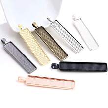 5pcs Rectangle Pendant Cabochon Blank Base Setting Bezel Tray 10x50mm/10X25mm/25x50mm Inner Size Alloy DIY Jewelry Making Accessories - Rectangular Base - View 4