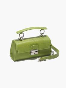 Light Luxury Green Crocodile Embossed Handbag, Korean Style Versatile Chain Shoulder Crossbody Bag For Women, 1pc Green PU Women's Bag - Green - View 7