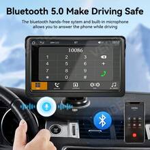 VENBES 7 吋 PND 便攜式車載音響,支援無線 CarPlay 與無線 Android Auto 觸控螢幕車載播放器,附藍牙 FM - 僅主機 - 查看 9