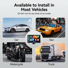 VENBES 7 Inch PND Portable Car Stereo, Wireless CarPlay & Wireless Android Auto Touch Screen Car Player With Bluetooth FM - Main Unit + 8‑LED Square Rear‑view Camera - View 10