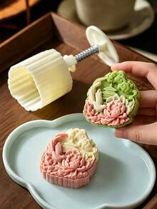 1 Set 3D Embossed Mooncake Mold, 75g - Includes 1 Flower Piece, ABS Non-Stick Pastry Press Mold, Fondant Cake Mold, Cookie Embossing Mold, Dessert Baking Mold, Home Kitchen Tool - View 4