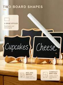 10Pcs Mini Chalkboard Table Labels With Stand, Wavy & Rectangular Reusable Message Signs, Included 1 Chalk Pen, Multi‑Scene Table Decor For Wedding Party, Bakery, Hotel & Dessert Buffet Display - Blackboard - View 5