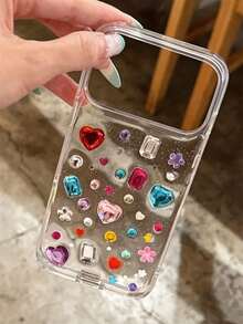 Casing Ponsel Kreatif dari Resin Epoksi Dopamin dengan Hiasan Berlian Imitasi Mengkilap, Kompatibel dengan iPhone 18 Pro Max 18 Pro 17 Pro Max 17 Pro 17 16 Pro Max 16 Pro 16 15 Pro Max 15 Pro 14 Pro Max 14 Pro 13, Gaya Seni Y2K dengan Penutup Belakang Transparan Berkilau - Clear - View 4
