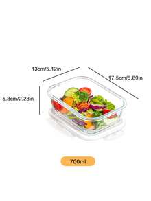 1050ml Sealed Glass Food Storage Container With Lid, Stackable Meal Prep Bento Box, Upgraded Locking Glass Container, Microwave Freezer Dishwasher , Transparent Salad Fruit Food Storage Box - Multicolor - View 17