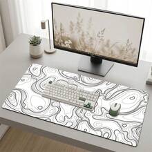 White Base Wavy Line Pattern XXL Extra Long Gaming Mouse Pad, Non-Slip Durable Rubber Base, Smooth Surface, Suitable For PC/Laptop/Office/Home Gaming, Abstract Art Desk Mat, Study Office Supplies, Back To School Desktop Accessories Set - A - View 4