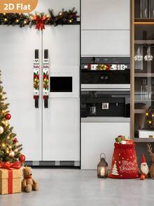 1/2Pcs Christmas Refrigerator Handle Covers, Gold Bell, Red & Green Plaid, Berry Pattern, With Hook And Loop, Suitable For Refrigerator, Oven, Microwave, Dishwasher, Christmas Holiday Kitchen Decor - View 6