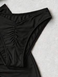 SwimNova 女款黑色3件式比基尼套裝，時尚優雅休閒泳衣，適合海灘度假派對 - 黑色 - 查看 5