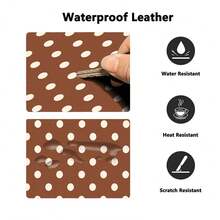 Korean INS Full Screen Brown Base White Polka Dots PU Leather Desk Pad Protector Mouse Pad Office Desk Mat Waterproof Non-Slip PU Desk Blotter Pad Gaming Esports User - View 9