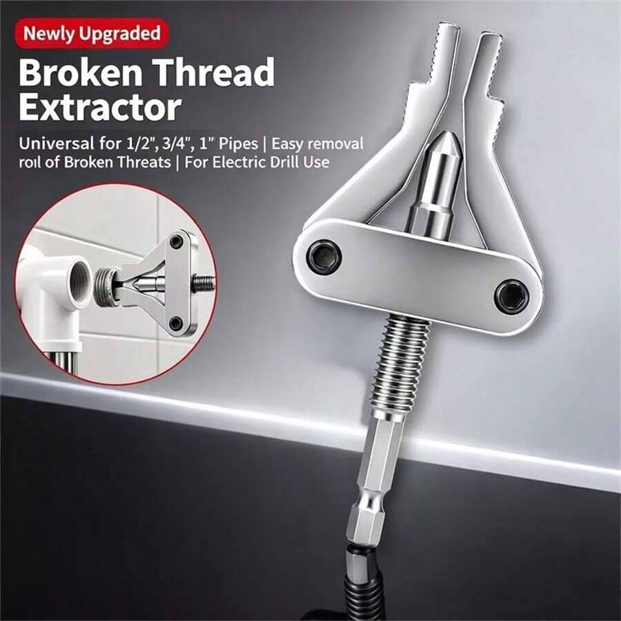 1pc Quick Removal Broken Thread Extractor | Electric Drill Driven For 1/2 3/4 1 Inch Pipes | Faucet & Angle Valve Repair Tool, Versatile Hardware For Home Emergency & Plumbing - A - View 1