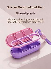 1pc Portable Hanging 3-Compartment Pill Box, Silicone Sealed Waterproof & Moisture-Proof, Divided Storage For Daily Medication Vitamins, Jewelry And Other Small Items - Multicolor - View 3