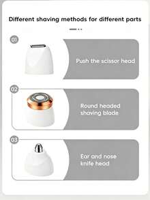 Women's 3-In-1 Rechargeable Epilator With Replaceable Heads (Shaving/Nose Hair/Precision Trimming), 360° Curved Blade Anti-Clogging, Low Noise, 13.5cm Pocket Size, USB Type-C Charging, Suitable For Travel And Full Body Care - 860 - View 11