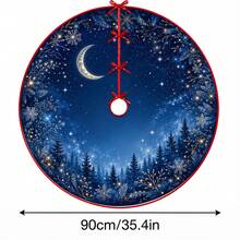 1件星月森林星空圖案聖誕樹裙，優雅配色節日裝飾，5種尺寸，中性節日禮物，適用於居家與派對聖誕裝飾 - 星月森林星空 - 查看 15