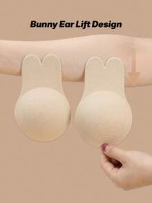 2pcs Reusable Rabbit Ear Silicone Nipple Covers, Lifting Invisible Adhesive Bra Pads - Multicolor - View 1