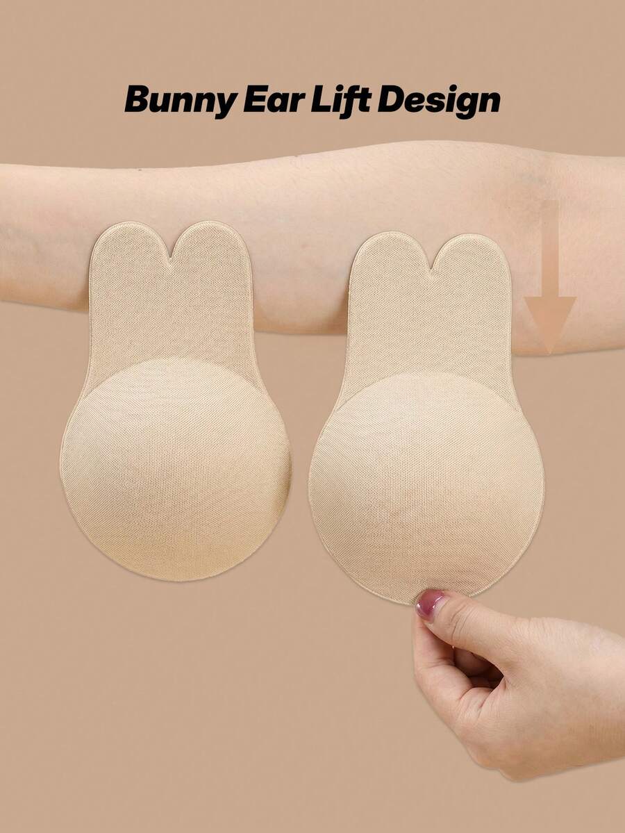 2pcs Reusable Rabbit Ear Silicone Nipple Covers, Lifting Invisible Adhesive Bra Pads - Multicolor - View 1