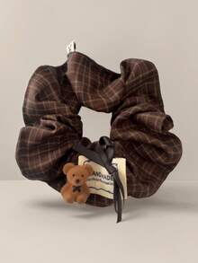 1pc Fashion Plaid Fabric Scrunchie 2026 Autumn/Winter New Style Hair Tie Elegant Low Ponytail Hair Accessory - Multicolor - View 5