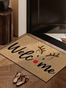 1pc Christmas Deer Welcome Door Mat, Fun Style All Season Faux Cashmere Material Entryway Rug, Machine Washable Door Mat, Suitable For Kitchen, Dining Room, Hallway, Bathroom, Bedroom, Patio Decor, Christmas Holiday Atmosphere Decoration - A - View 12