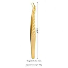 1pc Nagrakku Precision Fiber Pointed Tweezers, Gold Eyelash Extension Tweezers, Diamond Anti-Slip Textured Curved Tip Eyelash Tweezers, Stainless Steel Dolphin Shaped Eyelash Extension Makeup Tool - Gold - View 13