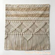 4件波希米亞風2D平面印花抱枕套，非刺繡結飾圖案，17.7x17.7英吋，波希米亞家居裝飾抱枕套，適用於臥室、客廳、沙發、辦公室、露台、汽車 - 杏色 - 查看 5