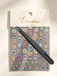 1 Set, Floral Stickers, Junk Journal Supplies, Tulip And Heart Pattern, Vintage Embroidery Style, For Phones, Daily Ornament - To-3752 - View 7