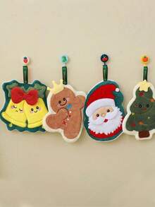 1pc/4pcs-Christmas Theme Hand Towel Christmas Tree Gingerbread Man Bell Santa Claus Decorative Towel Super Absorbent Soft No Shedding Multi-Purpose - Multicolor - View 9