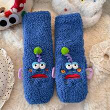 1 Pair Of Women 3D Monster Plush Socks,Ugly‑Cute Pom‑Pom Decor Fuzzy Socks, Non‑Slip Socks. Home Floor Sleep Socks Winter Thick Warm Funny Socks. - Multicolor - View 13