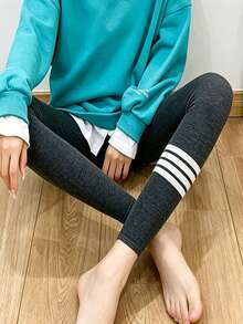 Women's Vertical Striped Leggings, Autumn Pure Cotton Slim Fit Tight Thin Cropped Pants, Slimming Elastic Pants - Multicolor - View 6