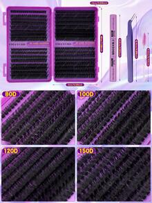 576/592/640pcs D Curl Fluffy False Eyelashes Set, Dense Voluminous DIY Segmented False Eyelashes, Includes Tools, Enlarges Eyes, Lightweight And Reusable, Large Capacity Single Cluster Eyelashes Set, Soft Natural Mixed Style Eyelashes - Multicolor - View 6