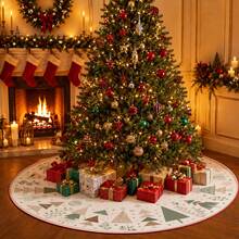 1pc Geometric Patchwork Christmas Tree Pattern Christmas Tree Skirt, Elegant Color Holiday Decoration, 5 Sizes, Unisex Holiday Gift, Suitable For Home And Party Christmas Home Decor - Geometric Collage Christmas Tree - View 6