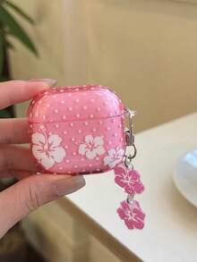 Transparent Rose Pink & White Hibiscus Flower Earphone Case For Pods 4, Pro 3, Pods Pro 2, 3rd Gen Apple Wireless Bluetooth Earphone Shell, 2nd & 3rd Gen Pods 1/2, Women Pods 5 - Pink - View 1