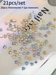 20pcs Sparkling Colorful Rock Candy Zirconia Flat Back Nail Rhinestones, Flower Cut Flat Back Rhinestones, Nail Art Decoration, Sparkling K9 Beveled Small Flat Back Asymmetrical Rhinestones, Colorful Mixed Nail Rhinestones, Glitter Nail Art Decoration - Multicolor - View 18