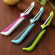 1/3pcs Stainless Steel Multi-Function Peeler, Kitchen Home Potato Peeling Tool, Vegetable & Fruit Peeling Knife (3pcs Set) - Multicolor - View 14