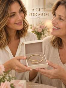 1pc Gold Tone Cuff Bracelet For Women, Minimalist Open Bangle With Flat Ends, Slim Stackable Jewelry For Everyday Wear And Work - Multicolor - View 7
