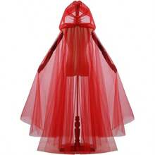 1pc High Quality Halloween Carnival Double Layer Mesh Transparent Hooded Cape Witch Costume Vampire Bride Solid Color Cloak For Adults - Multicolor - View 11