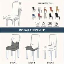 1pc Braided Jacquard Solid Color Elastic Chair Cover, Suitable For Living Room And Bedroom Chair Decor - 1PC - View 5
