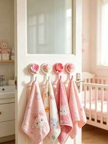 4/1pc Heart & Cherry Blossom Pattern No-Drill Hooks, Multi-Purpose Towel & Hair Accessory Hooks, Adhesive Wall Mounted Organizer For Bathroom, Shower, Kitchen, Bedroom, Dorm, RV, Christmas Gift, Fall Decor, Rustproof Waterproof Heavy Duty - Multicolor - View 5