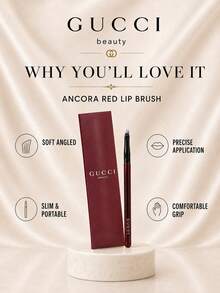 فرشاة أحمر شفاه Gucci Ancora، 12.5*1 سم، قطعة واحدة، شعيرات ناعمة مائلة، سهلة الحمل والإمساك، للاستخدام اليومي، لتطبيق دقيق وتحديد مكياج الشفاه - عنابي اللون - مشاهدة 5