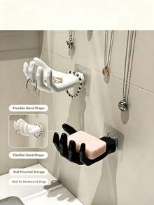 1pc Hand-Shaped Holder Rack, Creative Palm Design Wall Mount Jewelry Organizer, Soap Dish, Suitable For Bathroom, Bedroom, Vanity.It Can Be Used As A Jewelry Rack To Hold Necklaces, Etc. A Must-Have For Back-To-School Season. - Multicolor - View 7