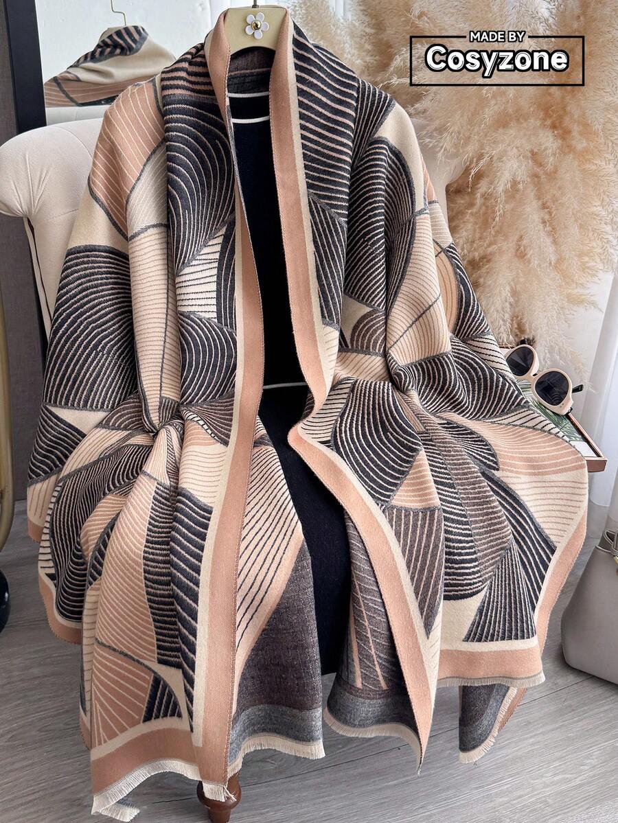 1pc Faux Cashmere Elegant Pattern Jacquard Warm Scarf For Women, Air Conditioning Room Blanket, Autumn/Winter Outdoor Travel Cold Protection Neck Warmer, Soft Decorative Scarf Shawl Dual-Use, Suitable For Daily Matching, First Choice For Gift Giving - Multicolor - View 1