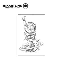 INKARTLINK 1PC Dreamy Space Patch Bear Temporary Tattoo Sticker, Waterproof Body Art Tattoo Sticker, Lasts 2-5 Days, Water Transfer Colorful Tattoo Sticker, Suitable For Men And Women, Essential For People, Party Decoration, Holiday Celebration Body Decoration - Black - View 4