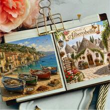 36 Sheets Vintage Italy Travel Scrapbook Paper, 6x6 Inch Retro Poster Style Craft Paper, Rome, Florence & Amalfi Coast Ephemera For Travel Journals, Art Collage, And DIY Postcards. - Square - View 7