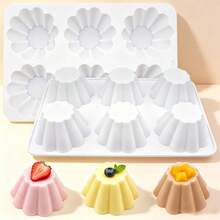 Cup Shape Silicone Mold 6-Cavity, Nonstick Baking Pan For Chocolate Mousse, Jelly, Cake & Ice – Easy Release - White - View 2