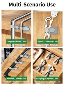 Self-Adhesive Cable Ties, No-Drill Cable Management Accessories, Can Organize Charging Cables, Power Cords, Network Cables, Earphone Wires, Suitable For Home Desks, Office Workstations, Study Drawers, TV Cabinets, Server Racks, Rental Apartments, Tidy Up Messy Cables, Reusable Open And Close, Simplify Cable Storage, Keep Desktop Clean, Compatible With Computer Equipment, Home Appliance Peripherals And Various Cable Management, Optimize Desktop And Cabinet Space Layout - Multicolor - View 6