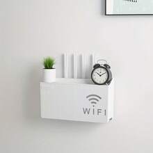 1pc Wireless Router Storage Rack, Wall-Mounted Plastic Storage Box, Easy Installation, Suitable For Home Decor, Room Or Office, Multi-Functional Organizer, Practical WiFi Router Storage Rack, Tool Rack, Universal Storage Shelf - Multicolor - View 3